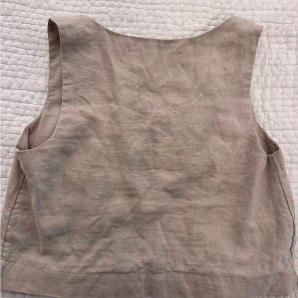 Abercrombie Beige Linen Cropped Blouse-Medium - Picture 2 of 2